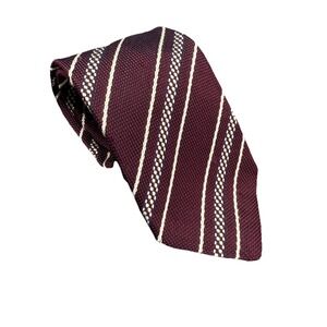 Ermenegildo Zegna Silk Tie Made in Italy Burgundy Stripe‎